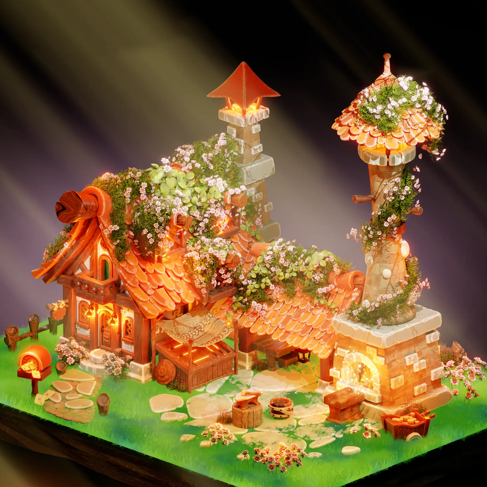 Marronnier Town — stylized 3D project cover by Quan Le