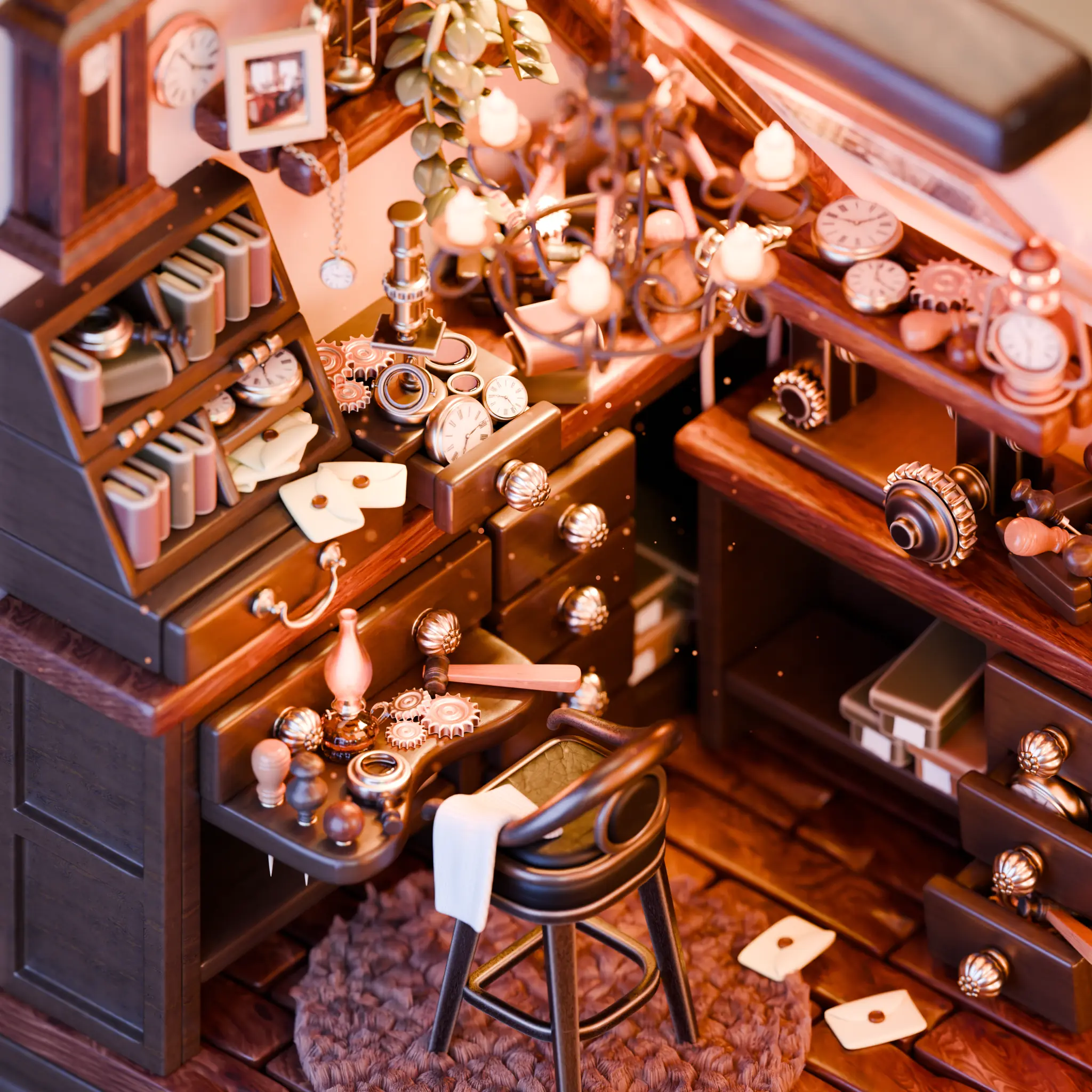 The Clockmaker — stylized 3D project cover by Quan Le